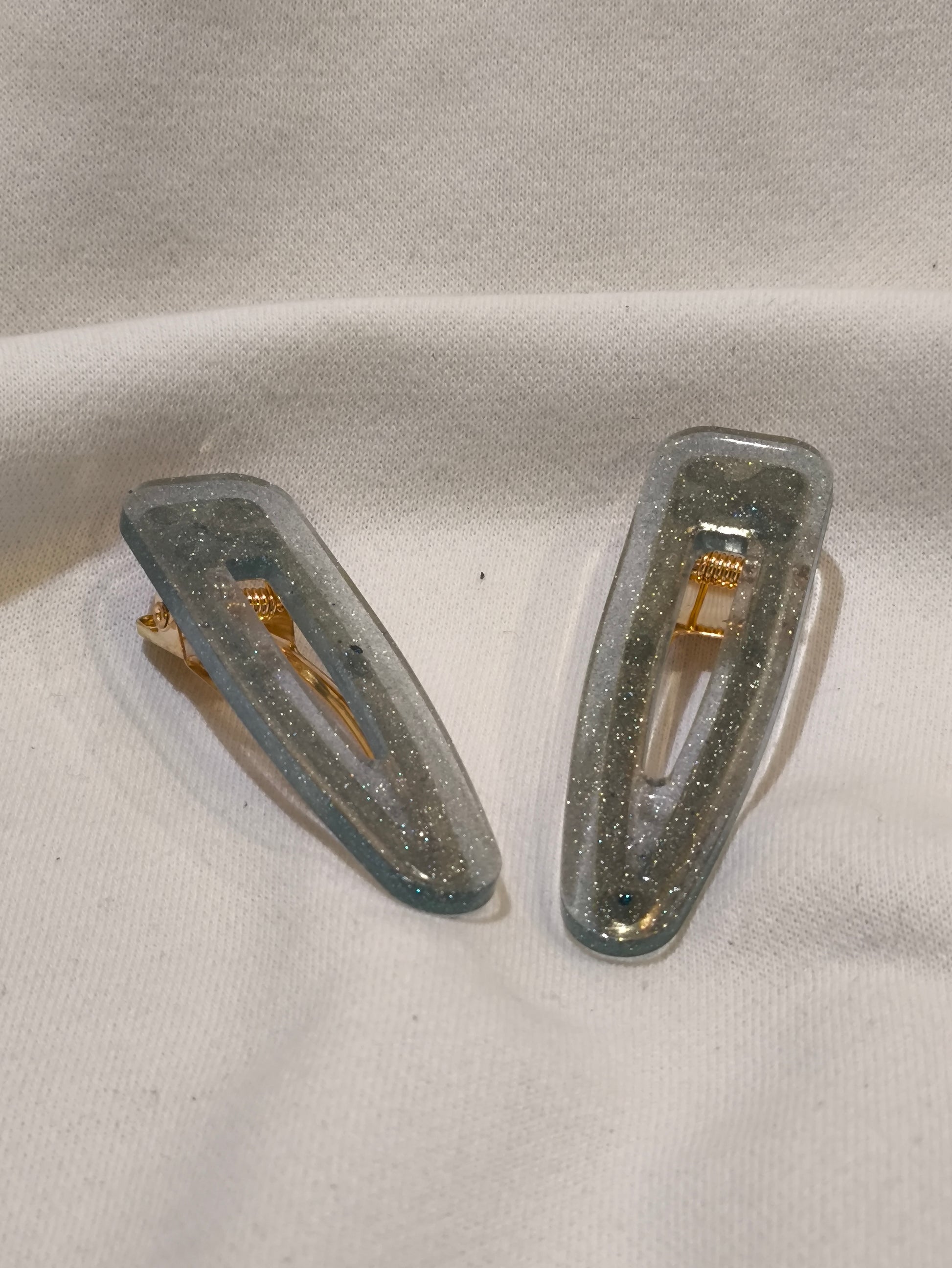 Duo de Barrettes résine uniques - L'art à part